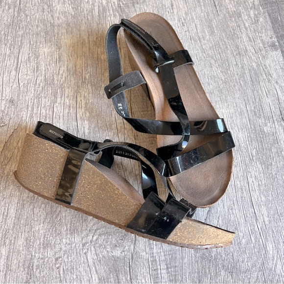 Mephisto Wedges Sandals Black Patent Leather Size 42 - Picture 1 of 9